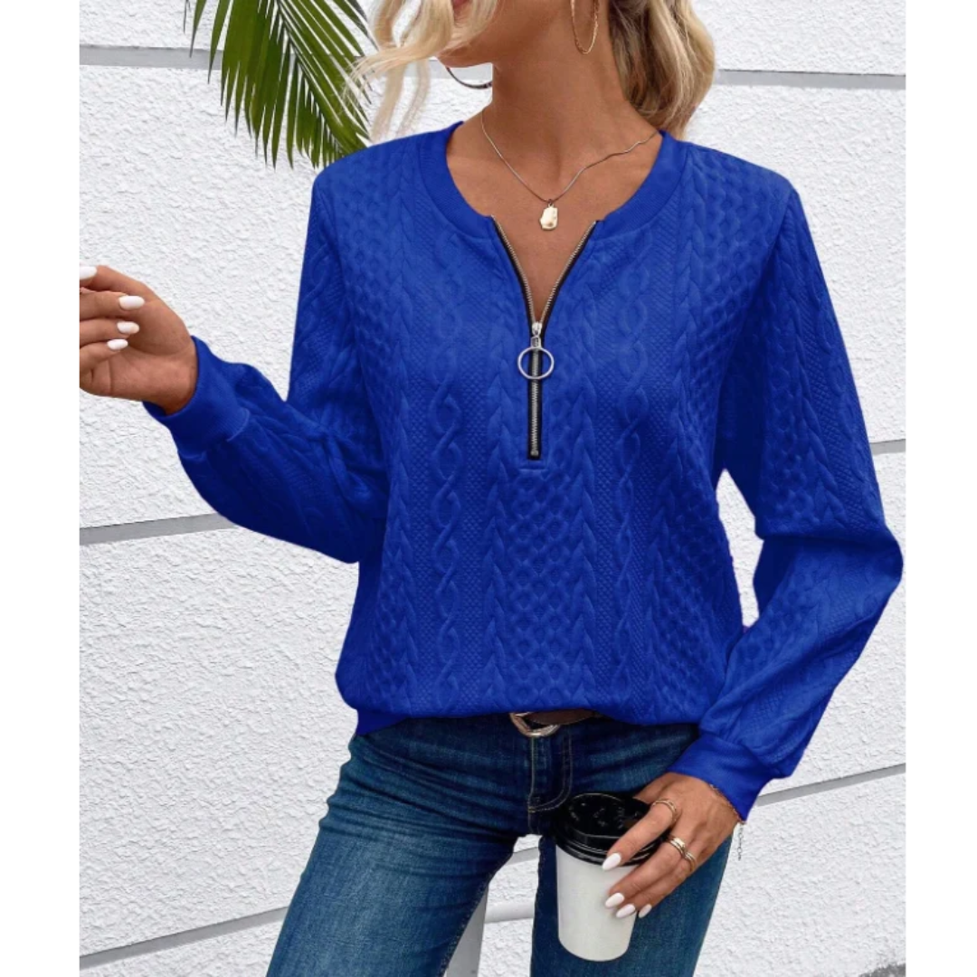 Alice | Damen Strick Pullover mit Reißverschluss