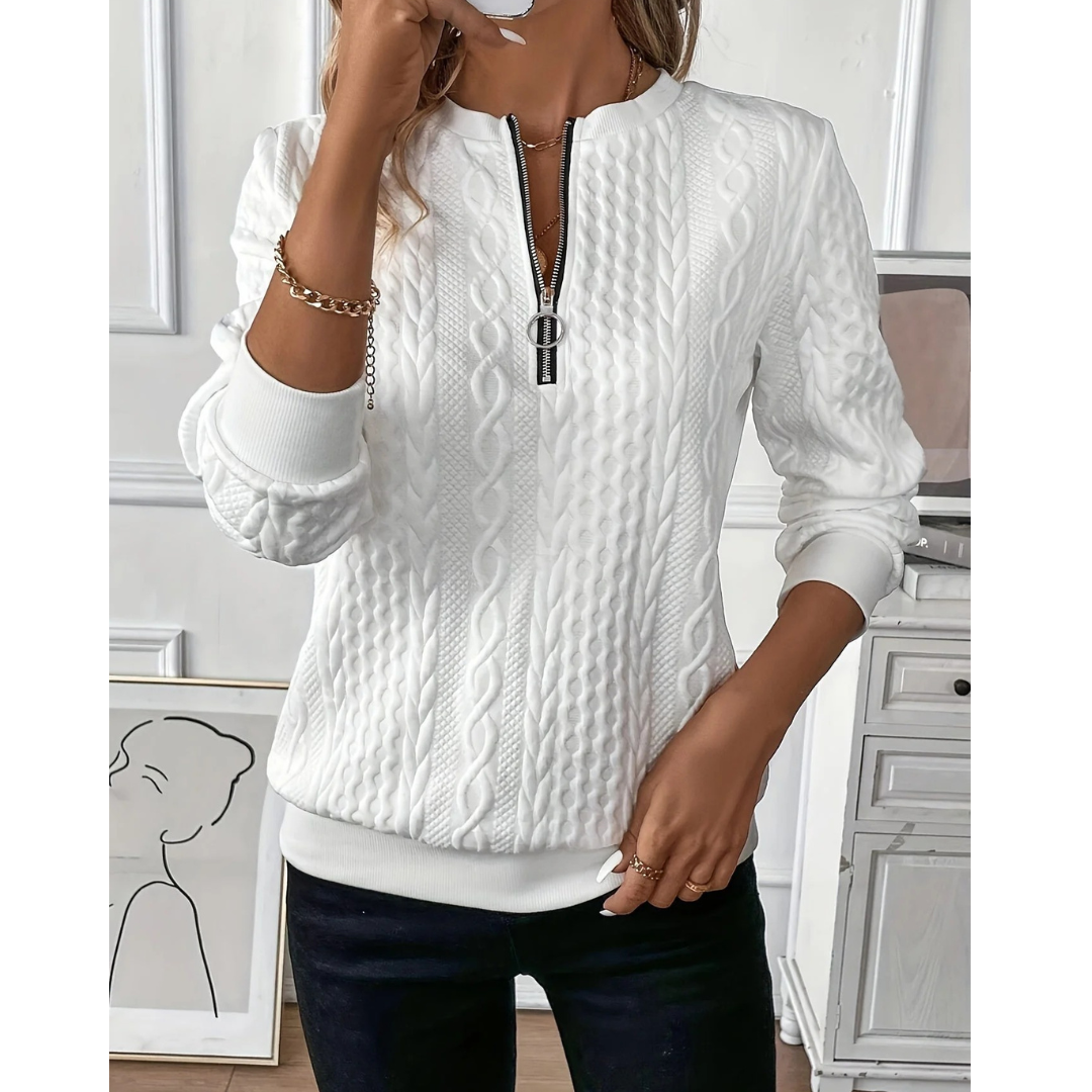 Alice | Damen Strick Pullover mit Reißverschluss
