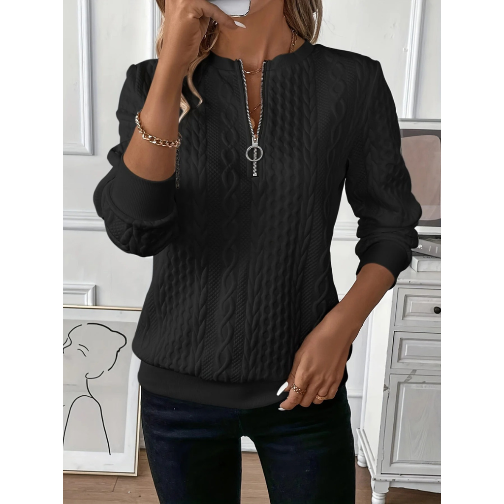 Alice | Damen Strick Pullover mit Reißverschluss