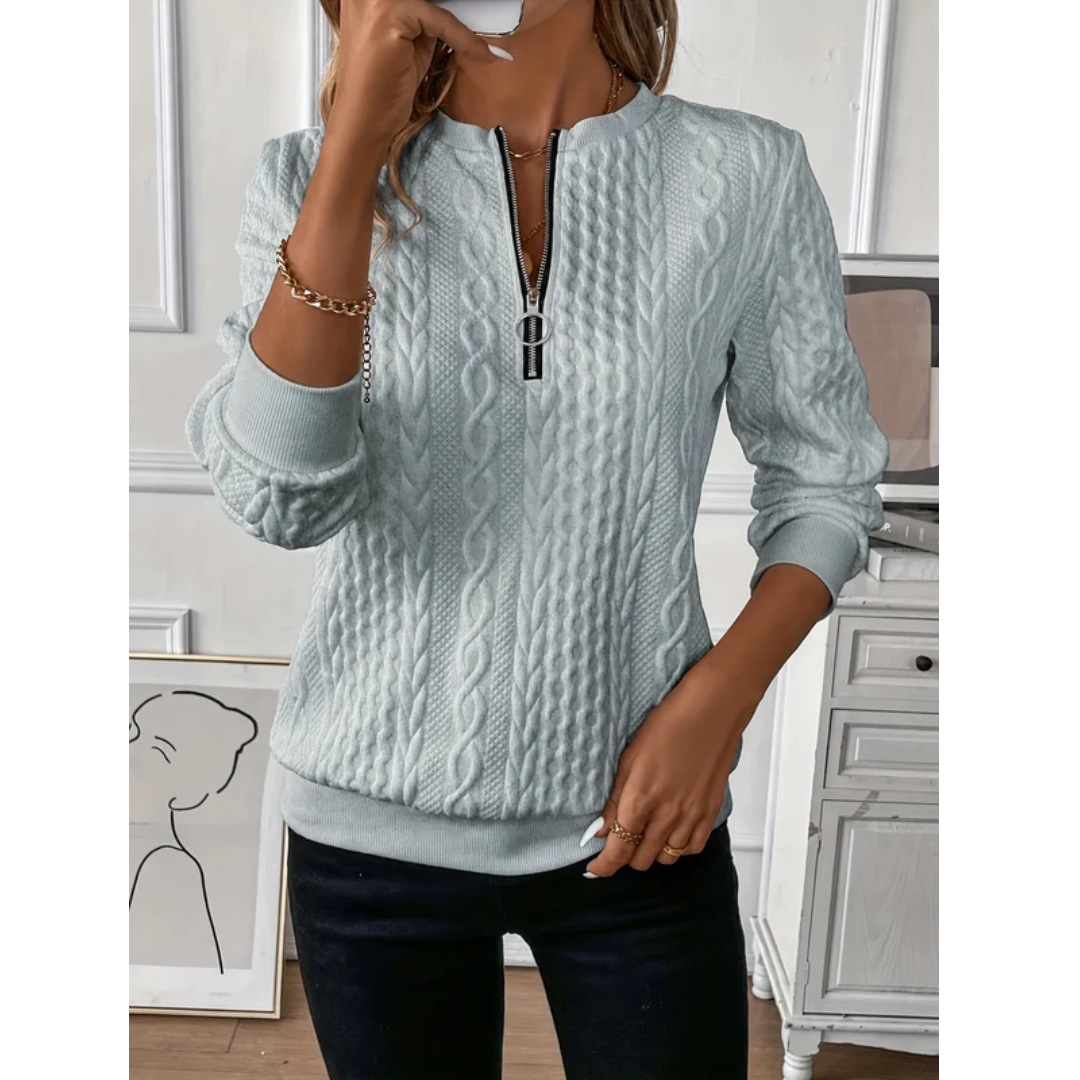 Alice | Damen Strick Pullover mit Reißverschluss