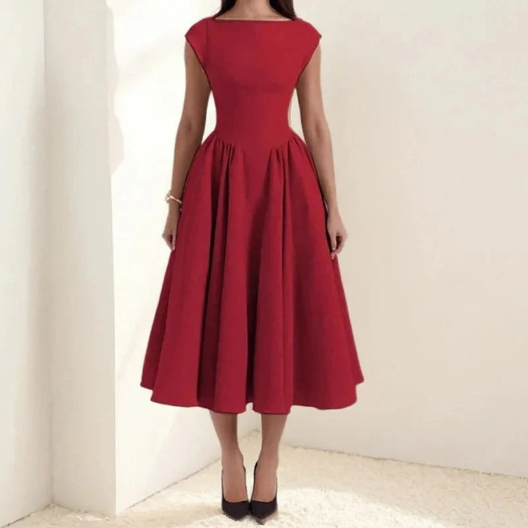 Alina | Damen Elegant Boho Midikleid