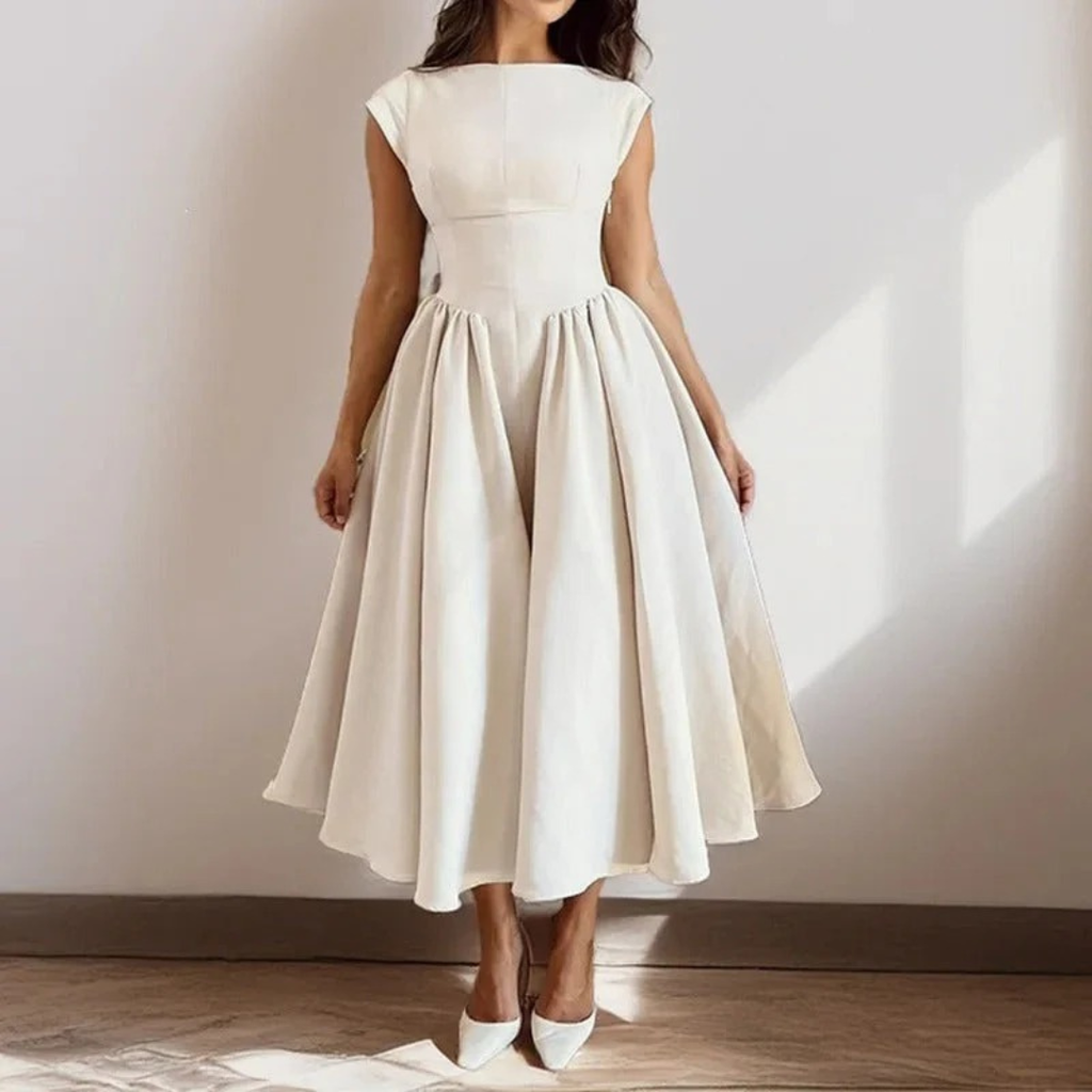 Alina | Damen Elegant Boho Midikleid
