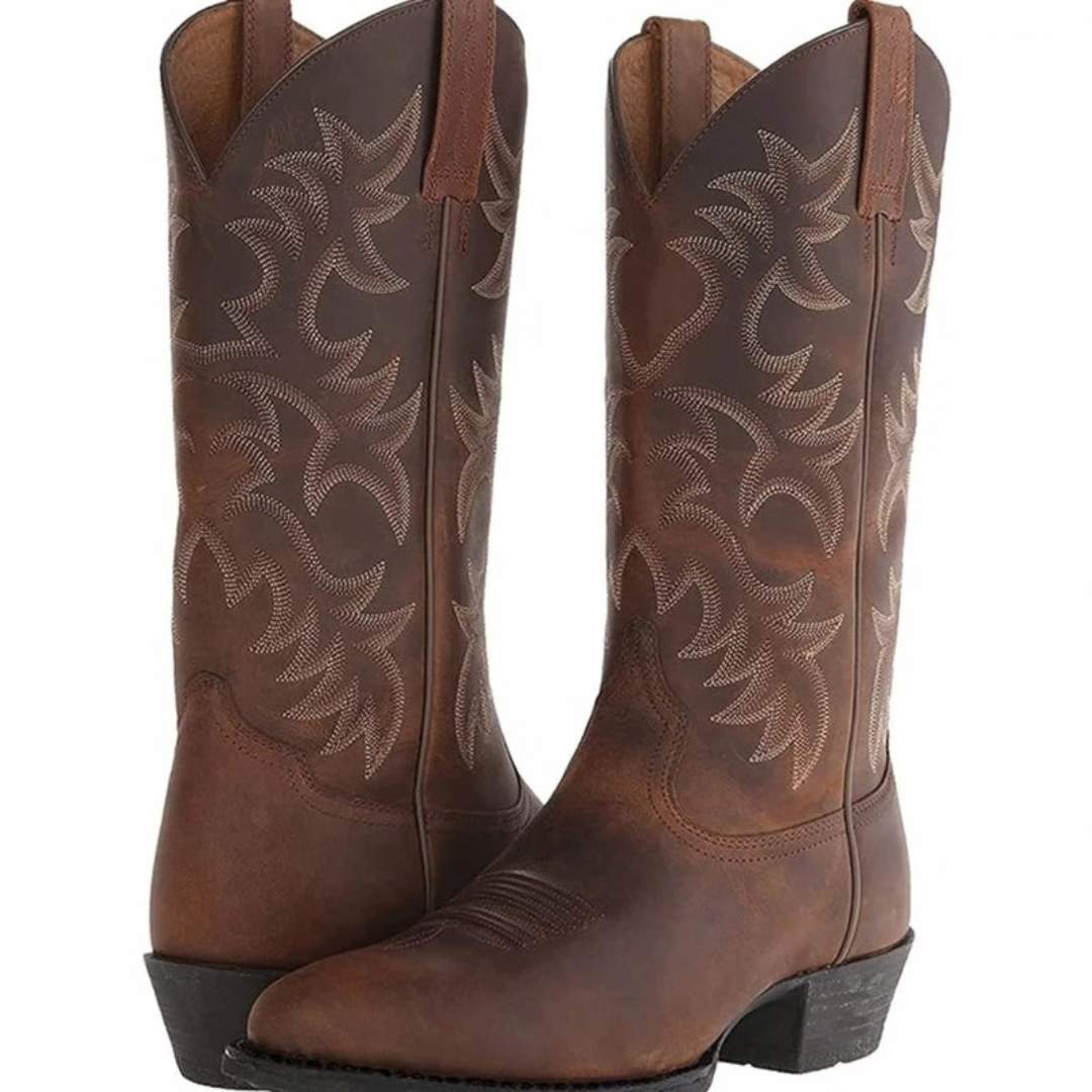 Allegra | Damen Orthopädische Cowboy Stiefel im klassischen Western Stil mit Stickerei