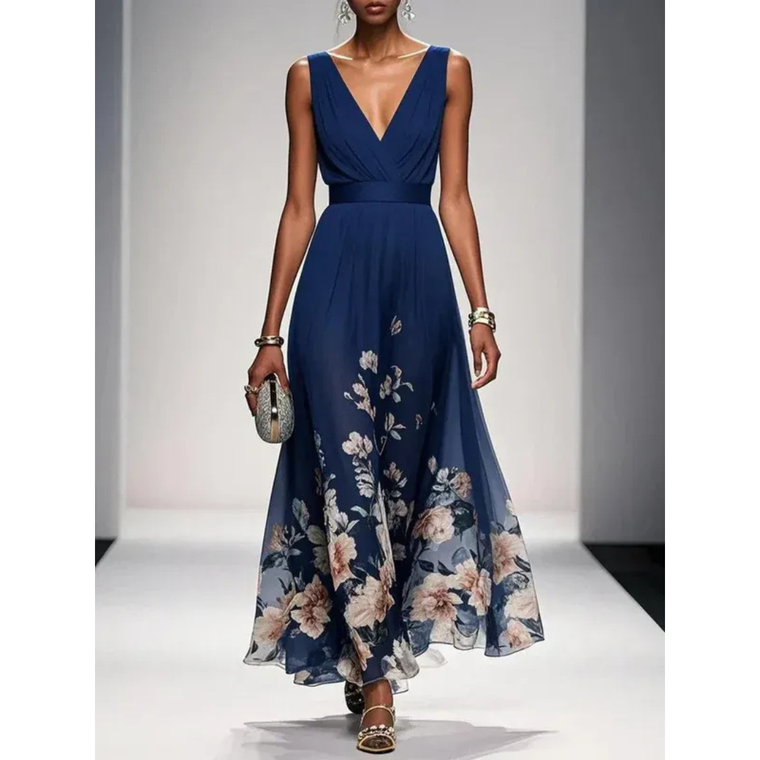 Alva | Damen Maxi Kleid Für Hochzeitsgast Mit Blumenmuster