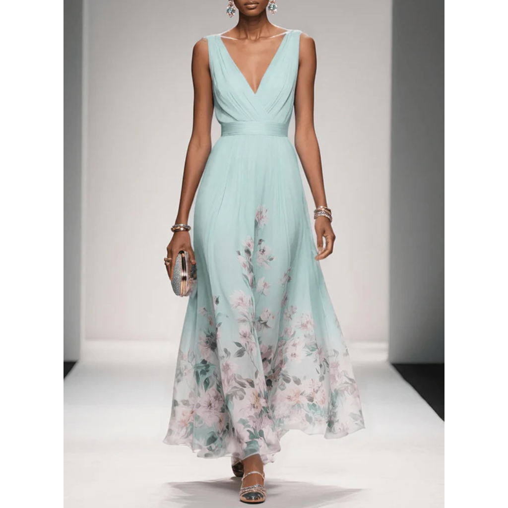 Alva | Damen Maxi Kleid Für Hochzeitsgast Mit Blumenmuster