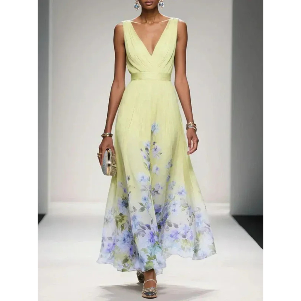 Alva | Damen Maxi Kleid Für Hochzeitsgast Mit Blumenmuster