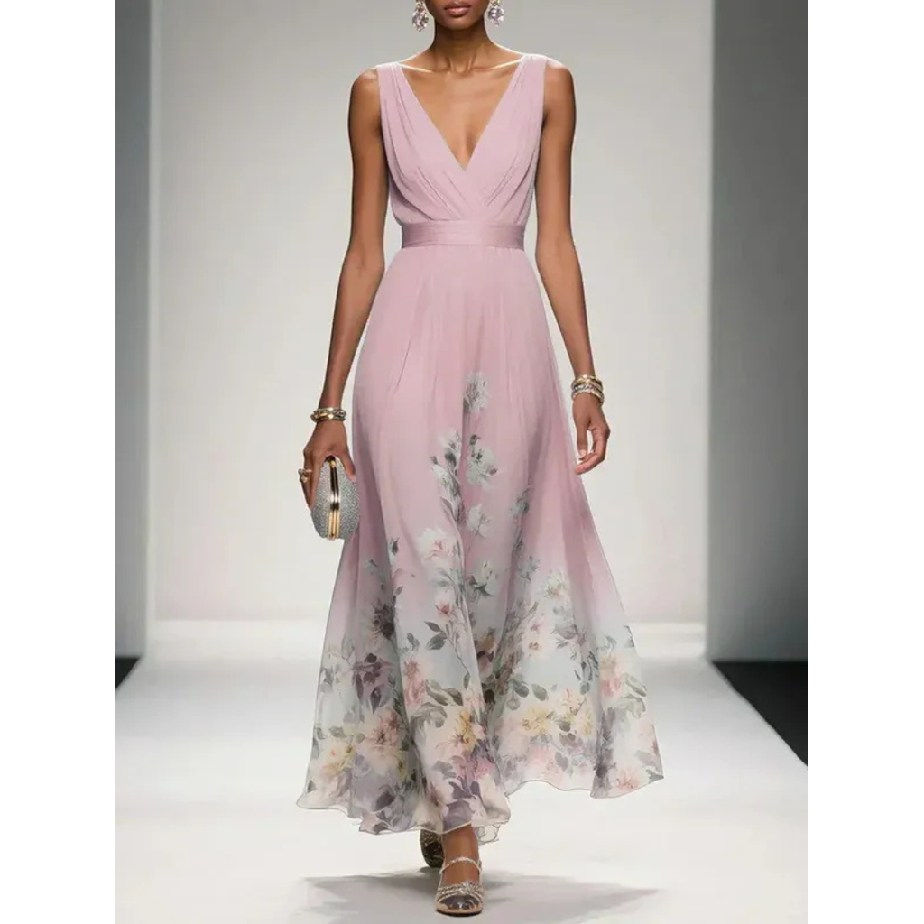 Alva | Damen Maxi Kleid Für Hochzeitsgast Mit Blumenmuster