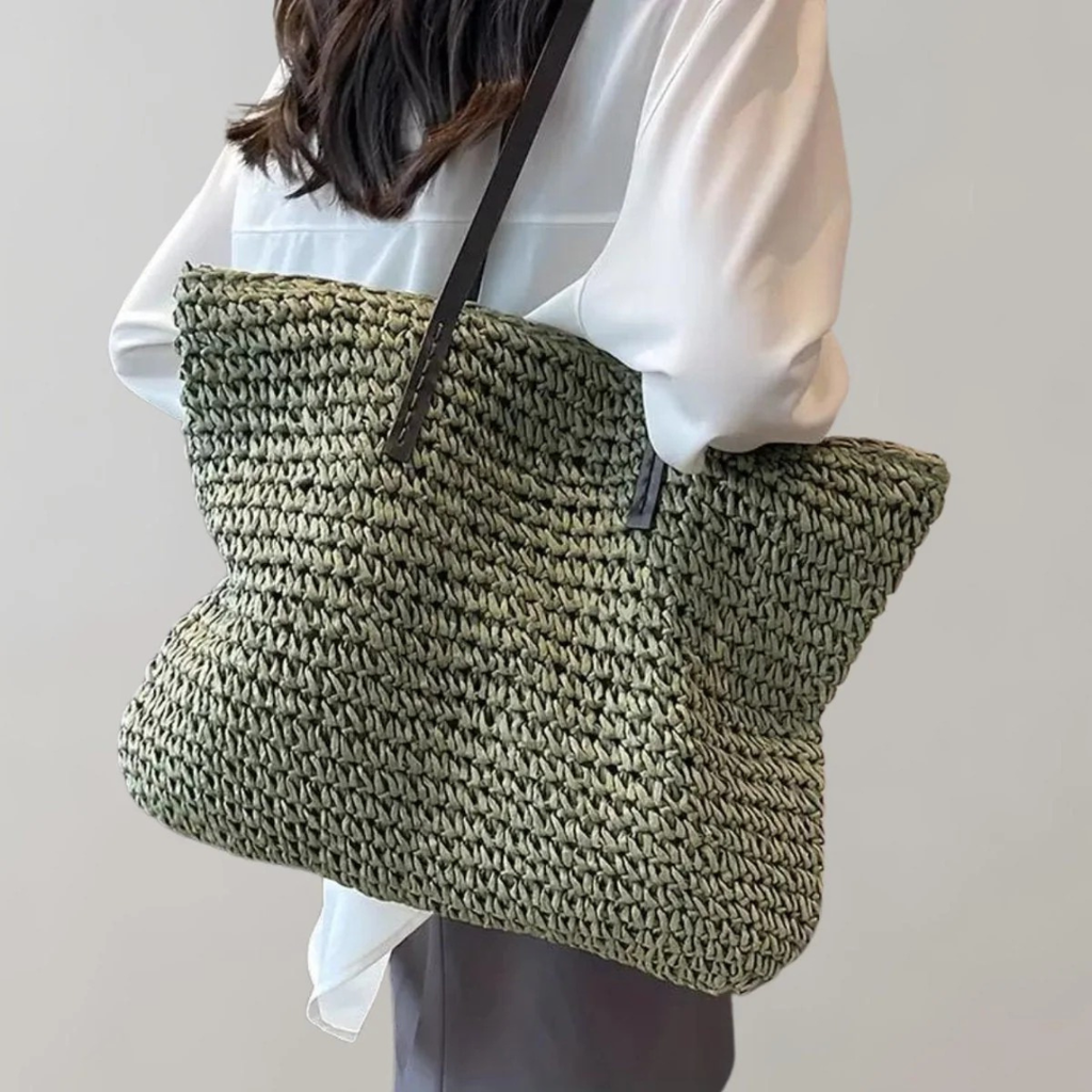 Alva | Damen Stilvolle Boho Stroh Tote Bag
