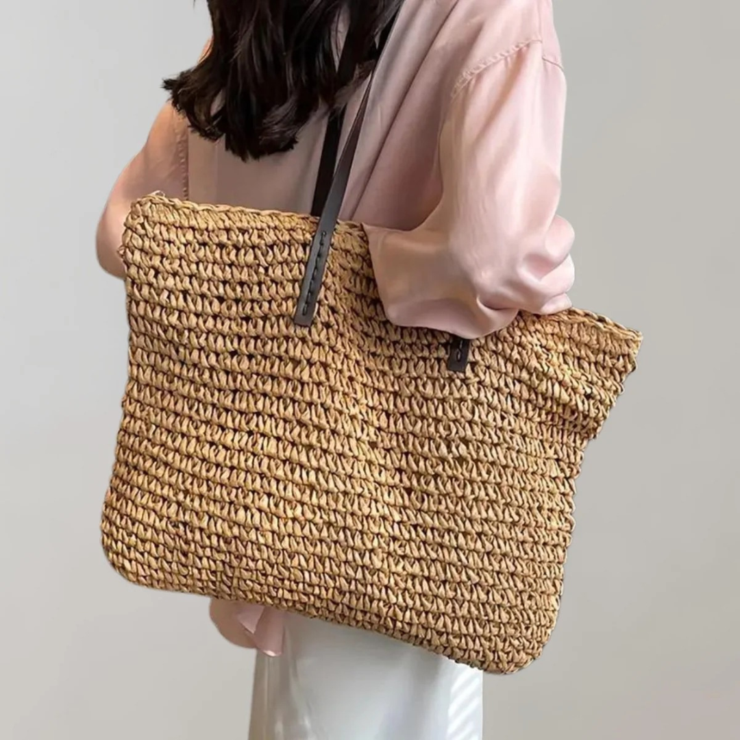 Alva | Damen Stilvolle Boho Stroh Tote Bag