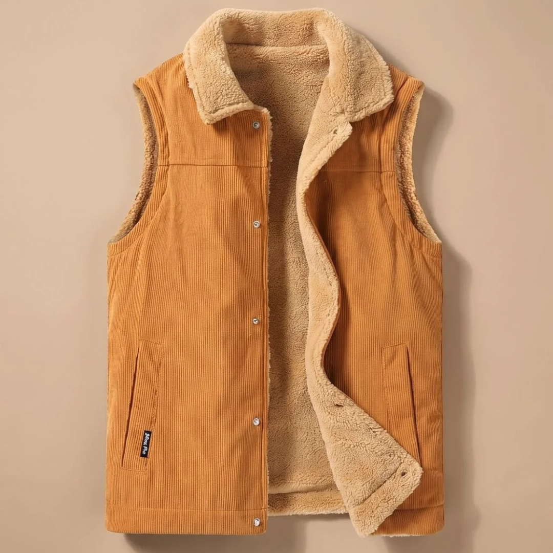 Alwin | Herren Cord Weste mit Kragen und Fleece Innen