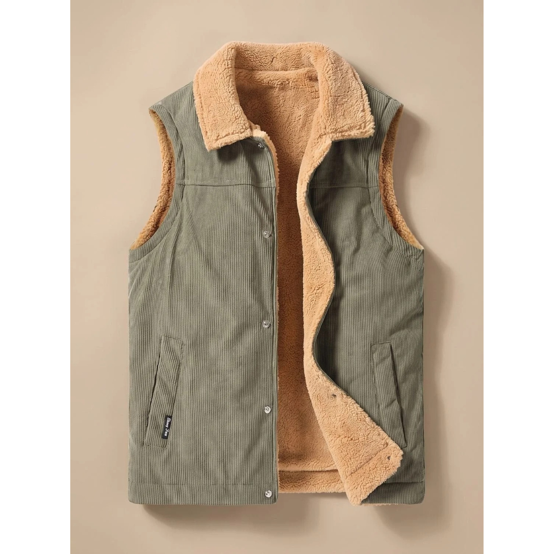 Alwin | Herren Cord Weste mit Kragen und Fleece Innen