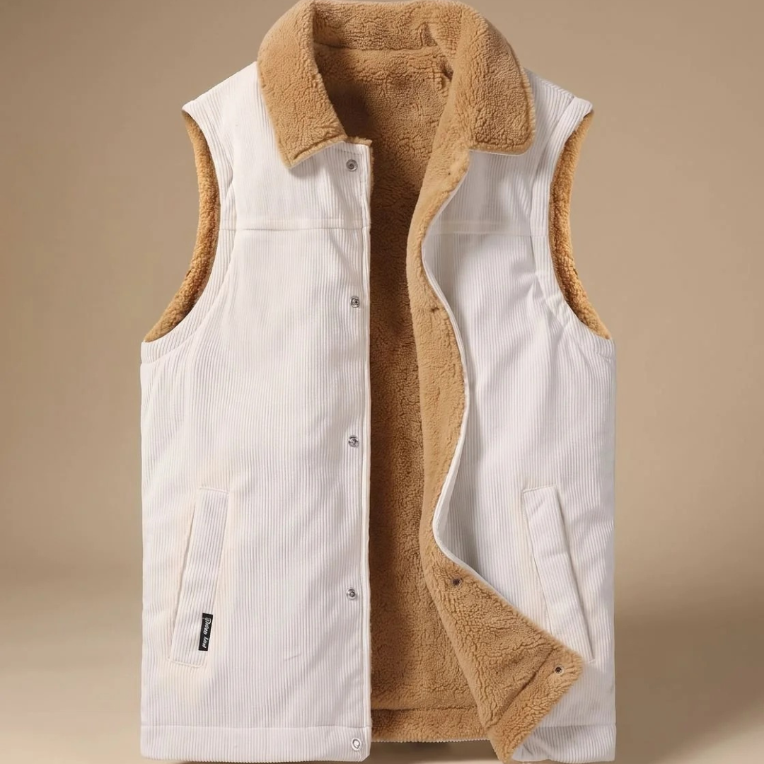 Alwin | Herren Cord Weste mit Kragen und Fleece Innen