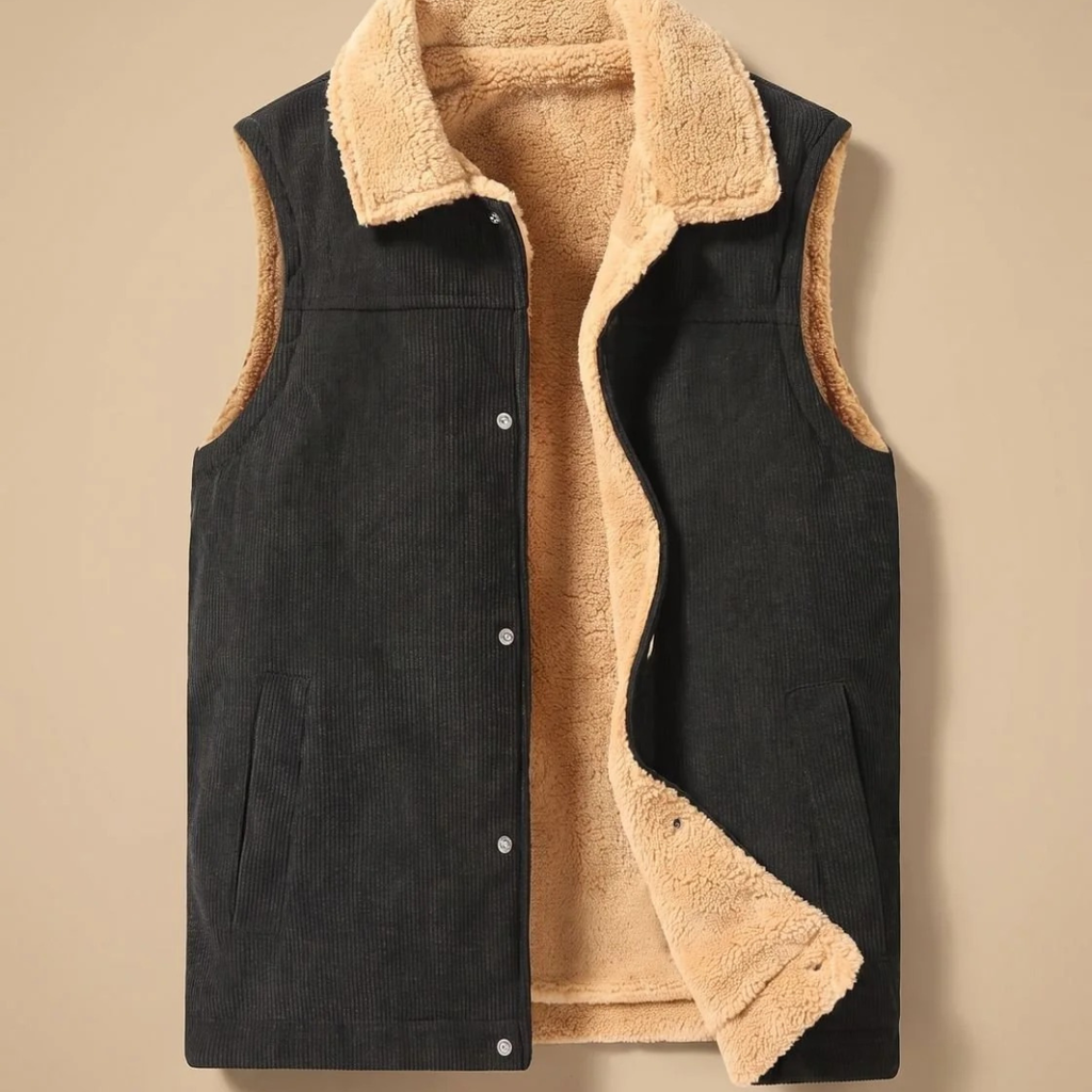 Alwin | Herren Cord Weste mit Kragen und Fleece Innen