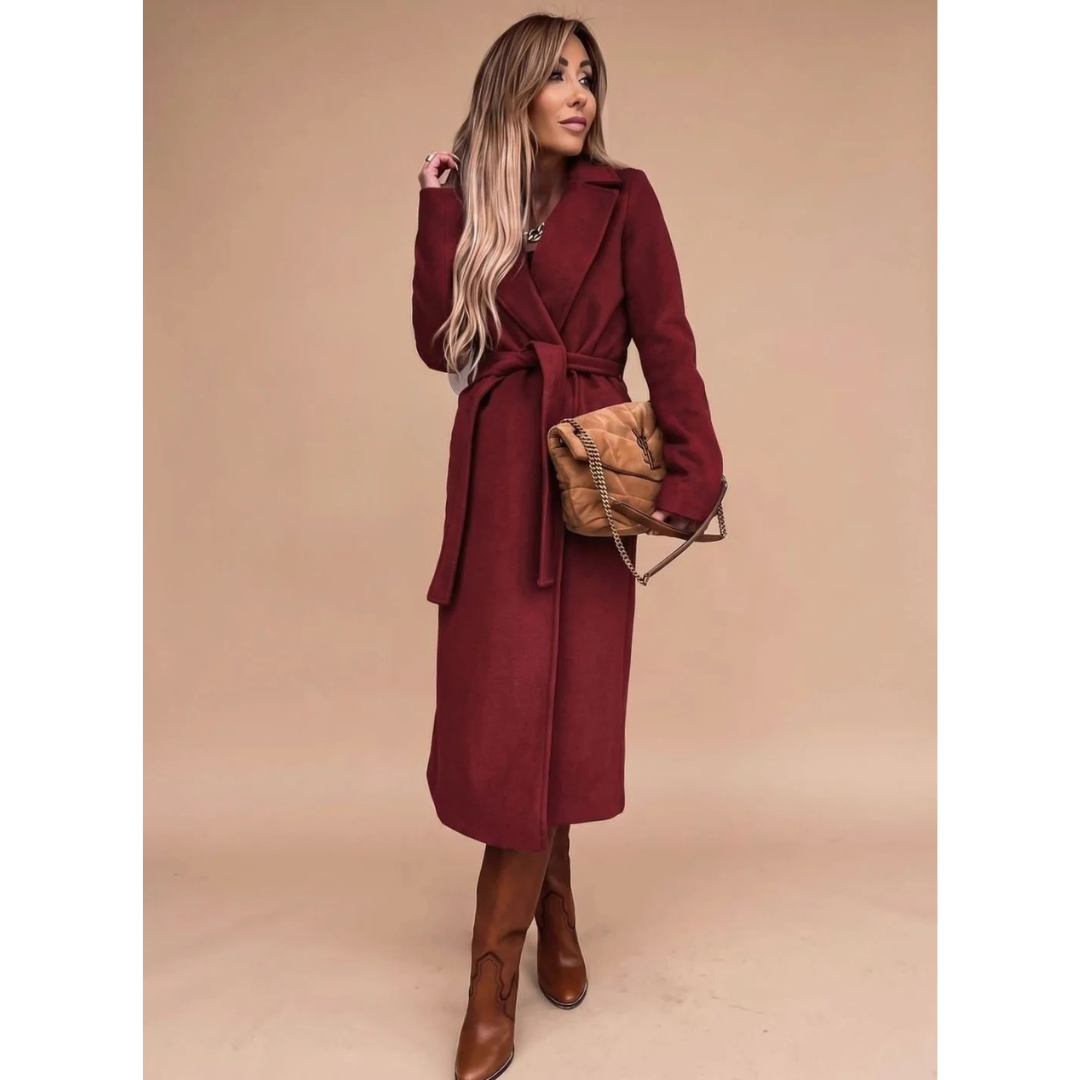 Amadea | Damen Winterjacke mit Taillengürtel, Langarm und Kragen