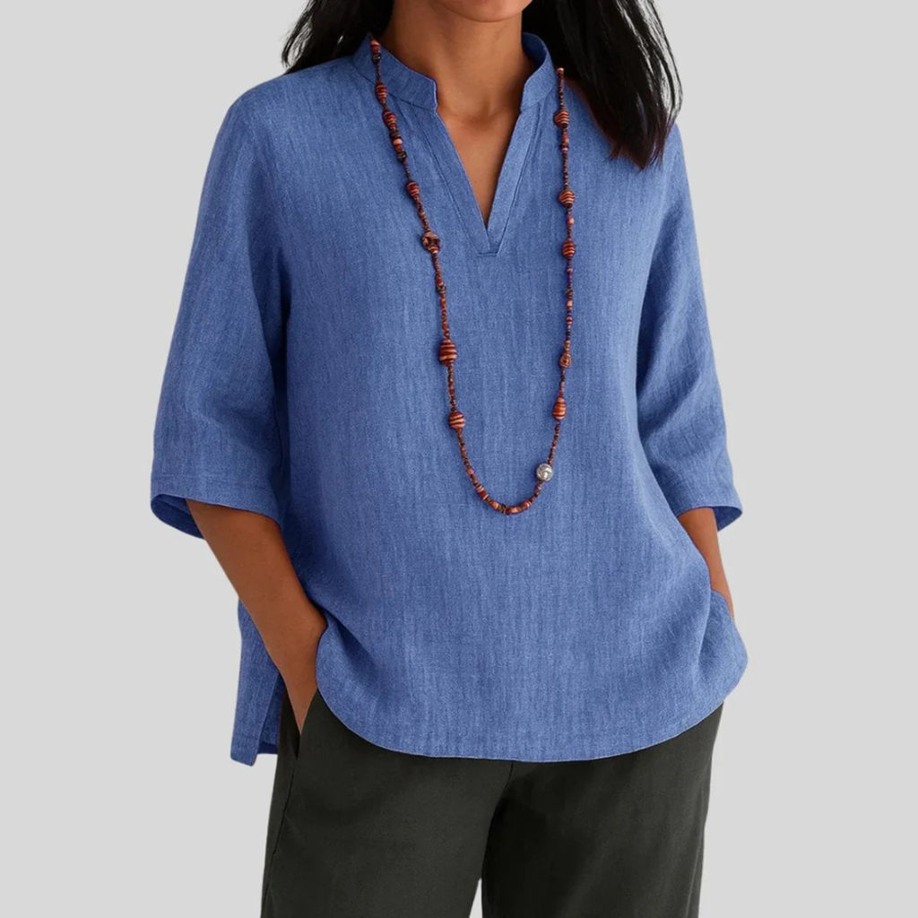 Amalia | Damen Relaxed-Fit V-Ausschnitt Tunika
