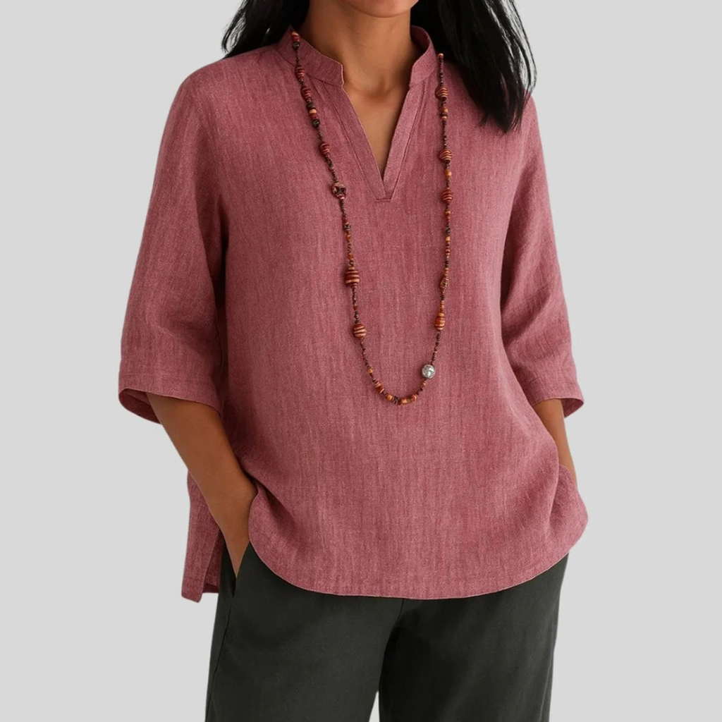 Amalia | Damen Relaxed-Fit V-Ausschnitt Tunika