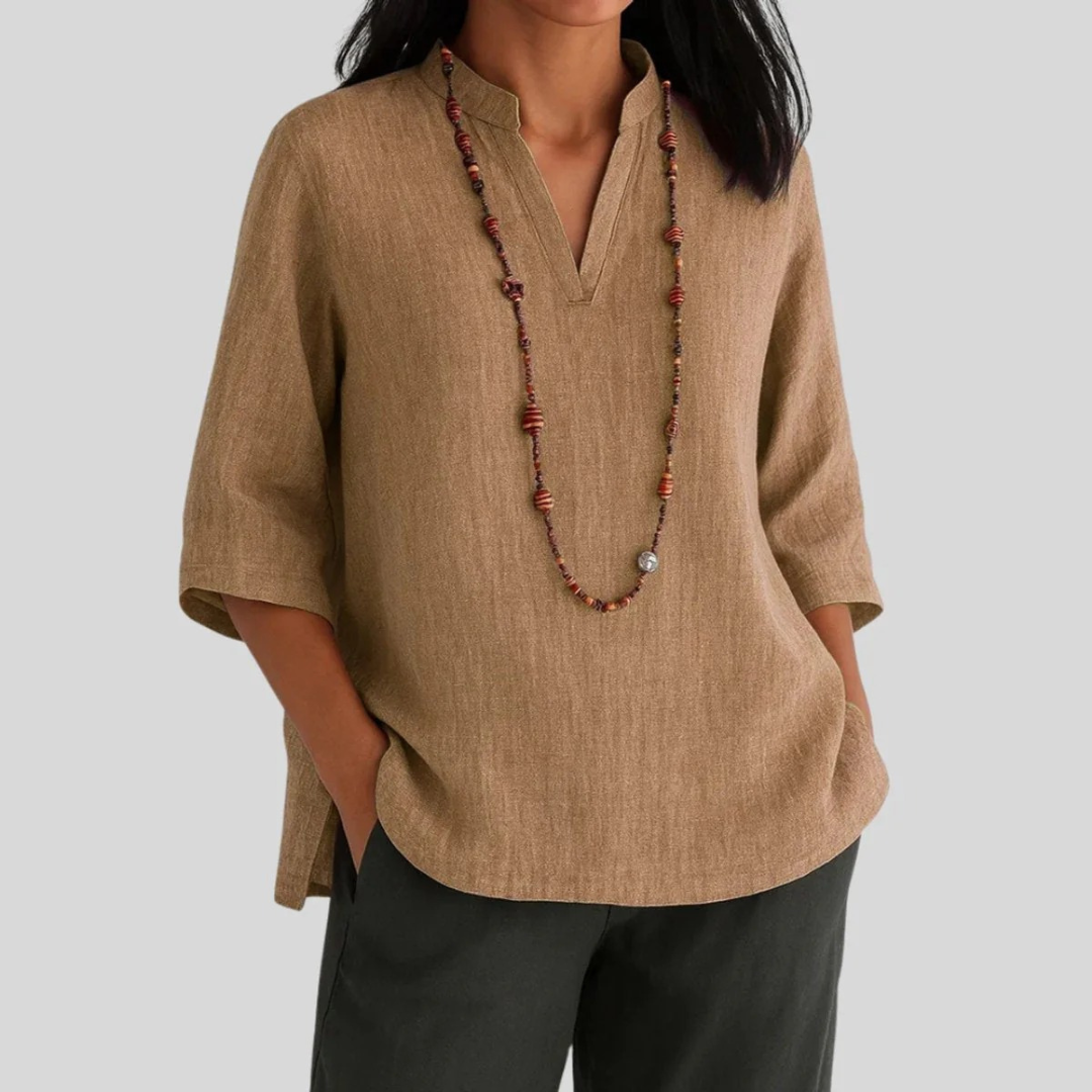 Amalia | Damen Relaxed-Fit V-Ausschnitt Tunika