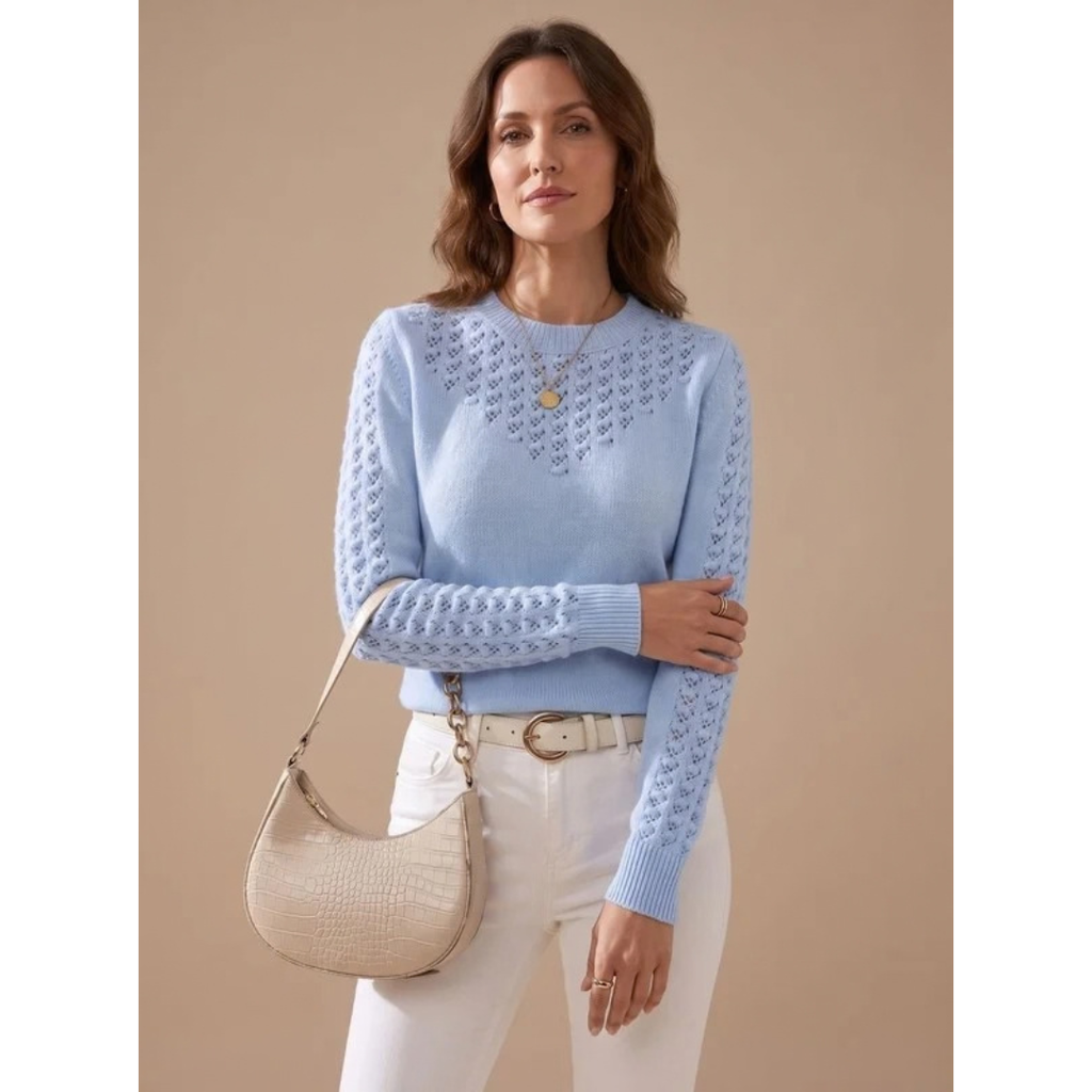 Amalie | Damen Pullover mit Strickmuster und Langarm
