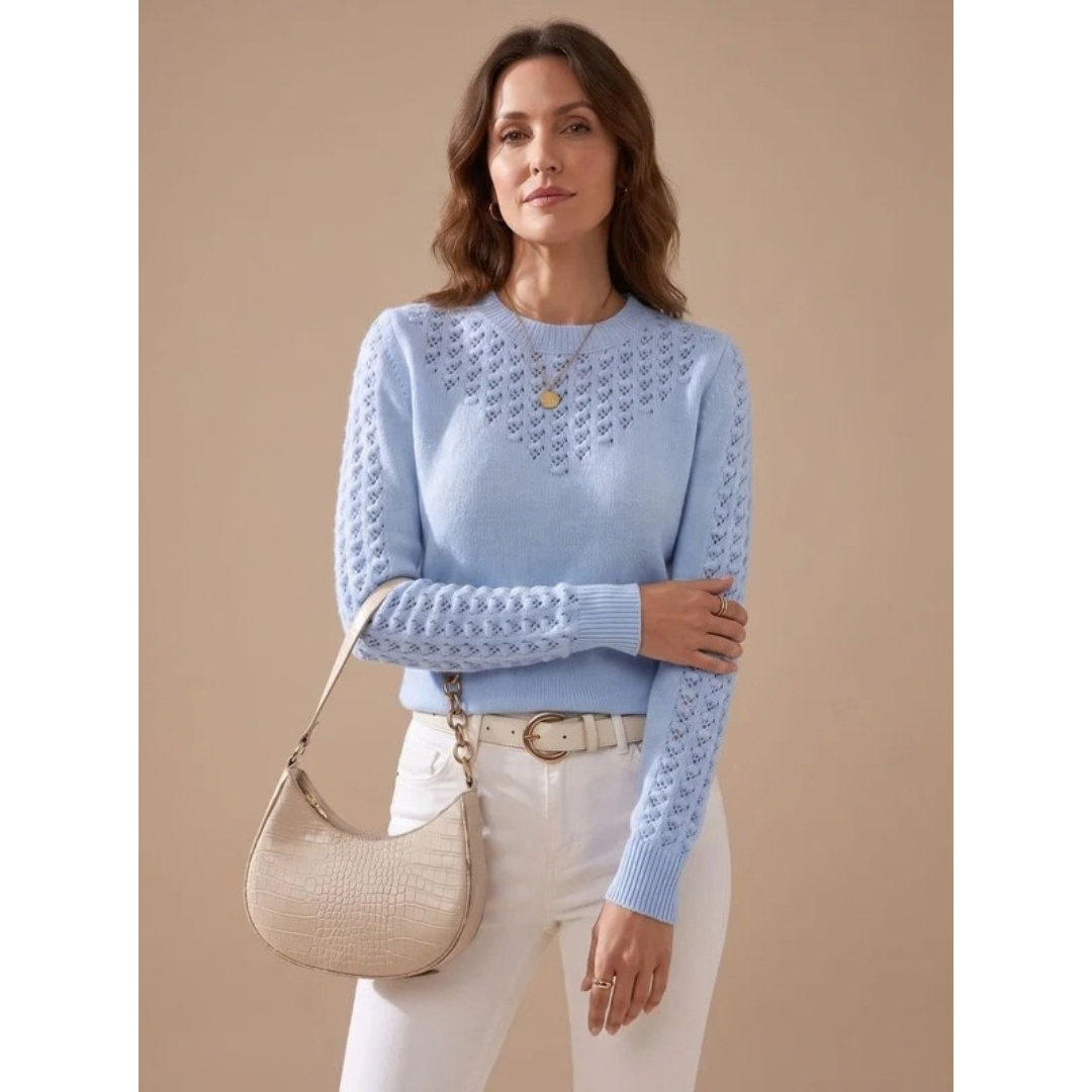 Amalie | Damen Pullover mit Strickmuster und Langarm
