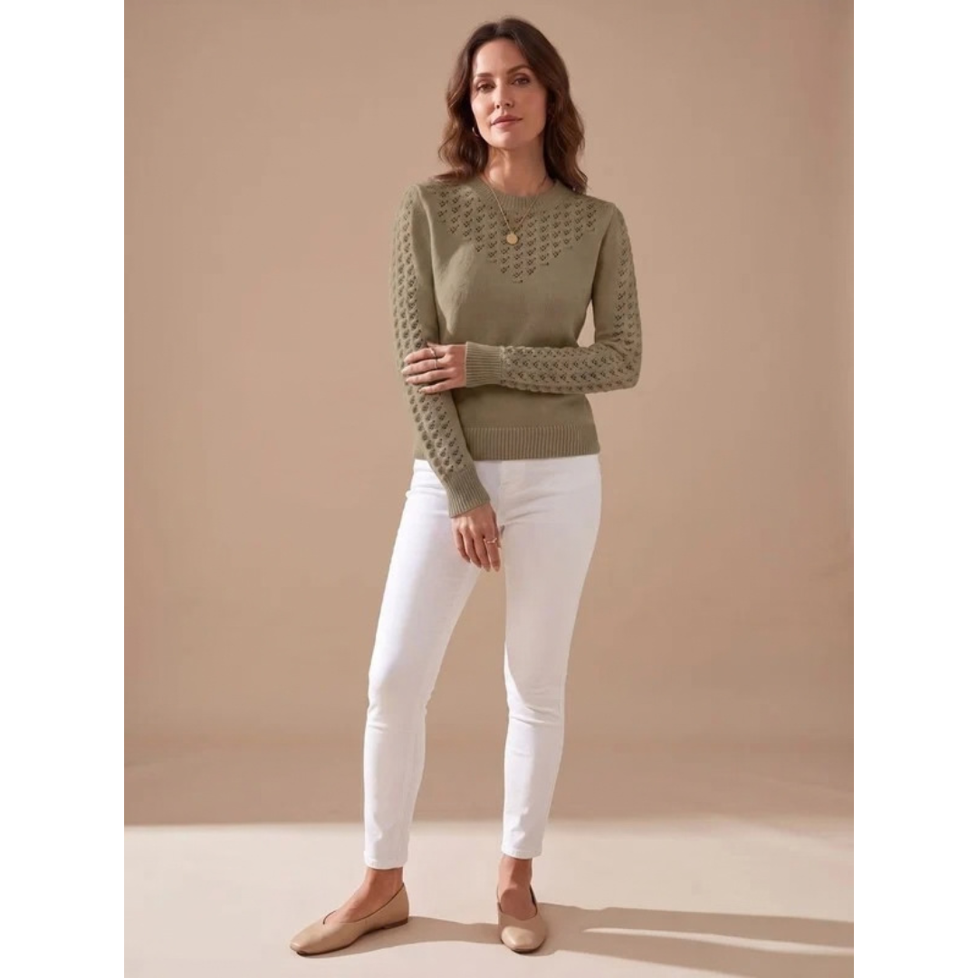 Amalie | Damen Pullover mit Strickmuster und Langarm