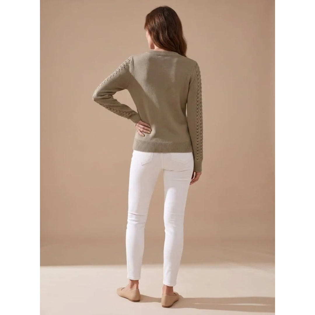 Amalie | Damen Pullover mit Strickmuster und Langarm