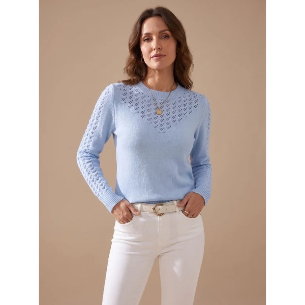 Amalie | Damen Pullover mit Strickmuster und Langarm
