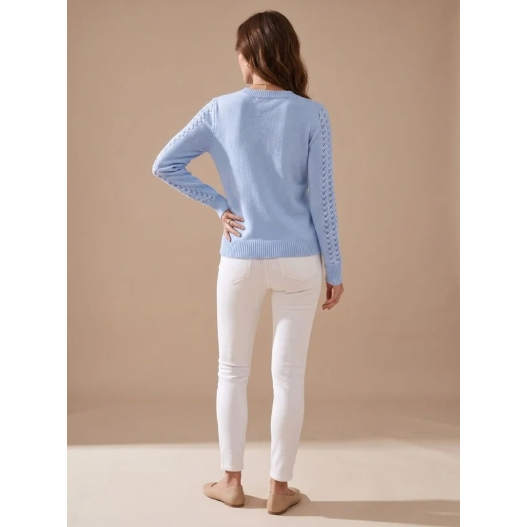 Amalie | Damen Pullover mit Strickmuster und Langarm