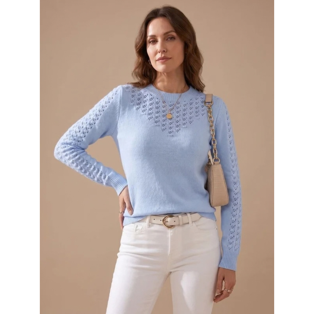 Amalie | Damen Pullover mit Strickmuster und Langarm
