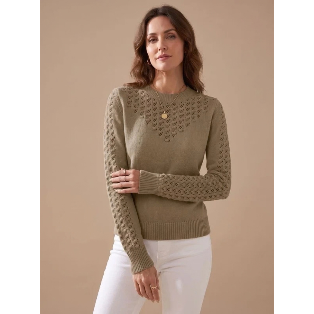 Amalie | Damen Pullover mit Strickmuster und Langarm