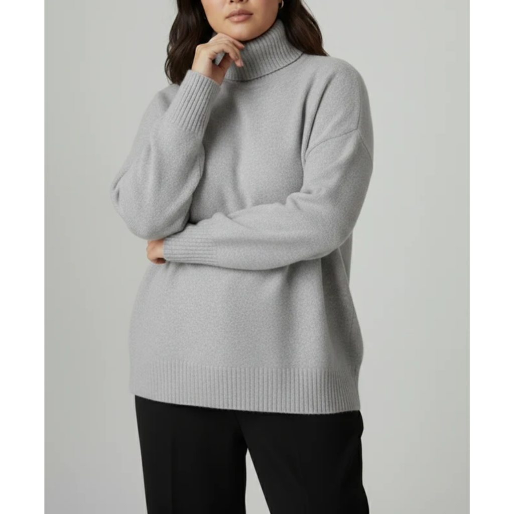 Amelie | Damen Rollkragenpullover für Große Größen mit weichem Strick und Langarm