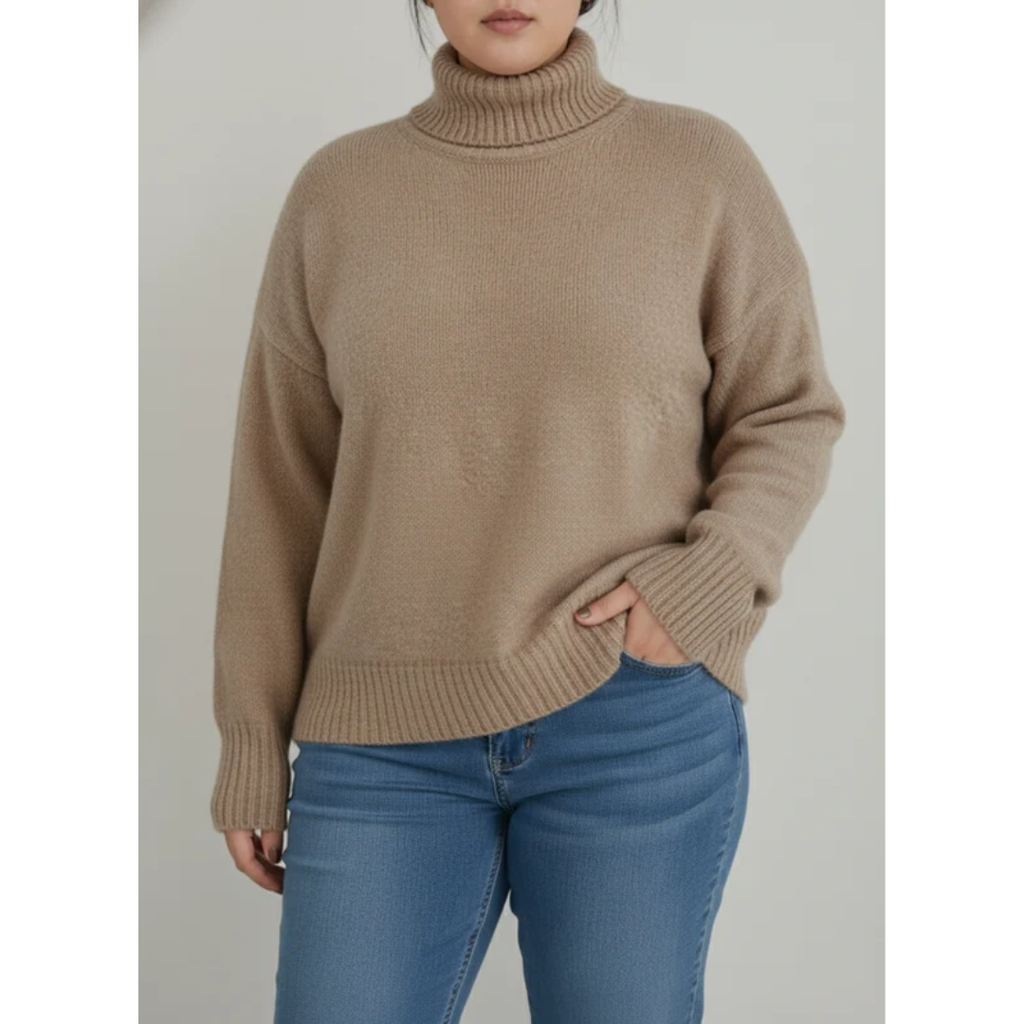 Amelie | Damen Rollkragenpullover für Große Größen mit weichem Strick und Langarm