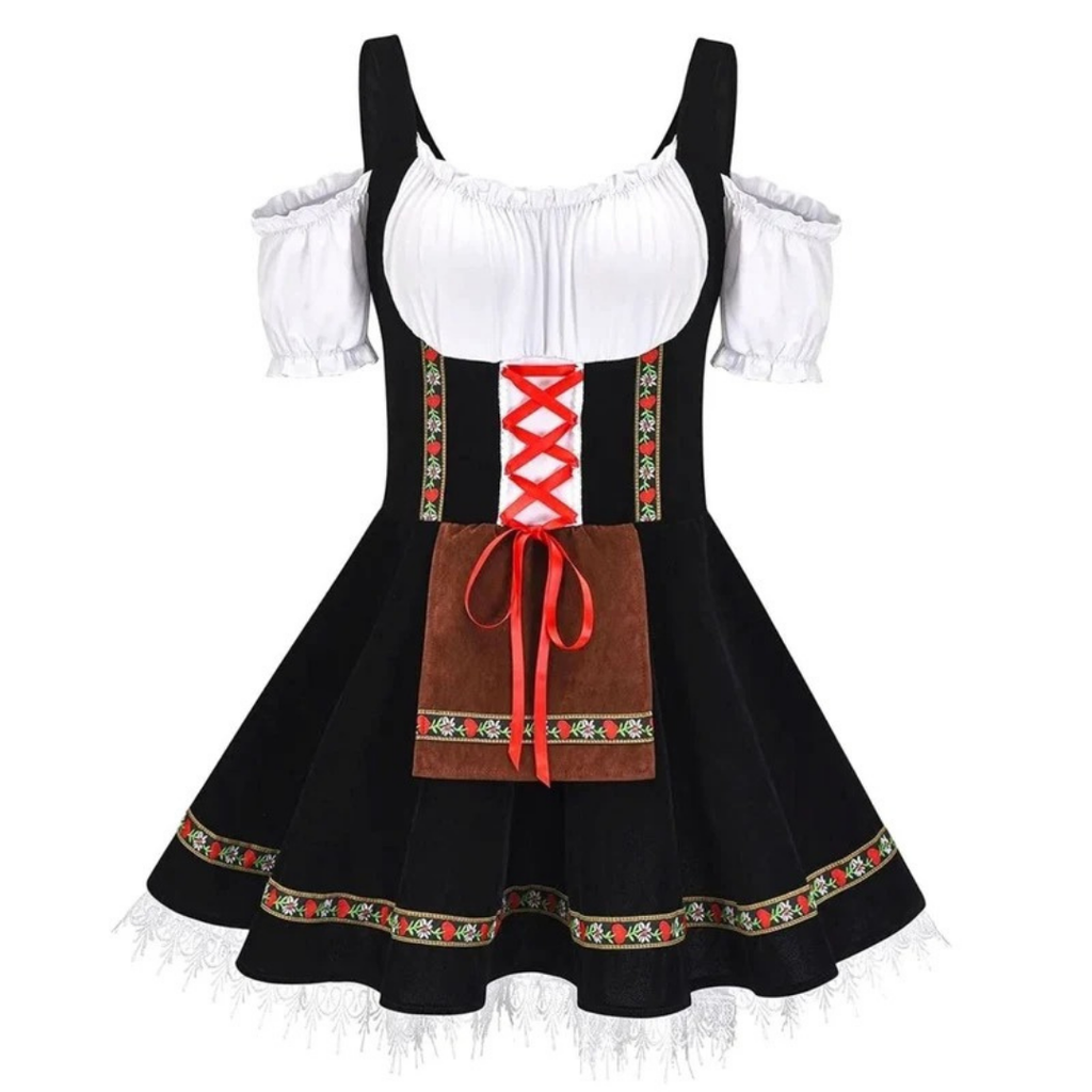 Anastasia | Damen Oktoberfest Trachtenkleid Mit Besonderem Schulter Stil Und Rock Verzierung