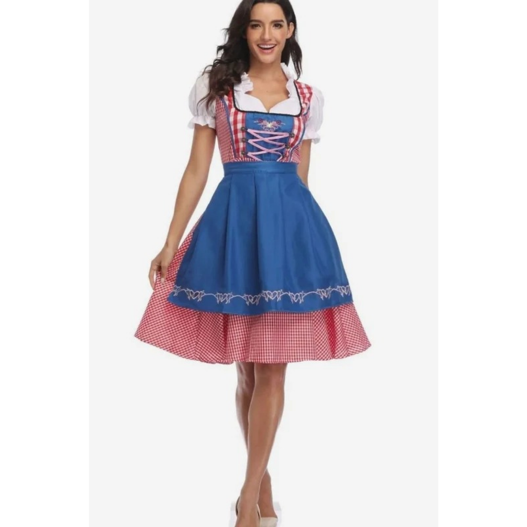 Anastasia | Damen Oktoberfest Trachtenkleid Mit Besonderem Schulter Stil Und Rock Verzierung