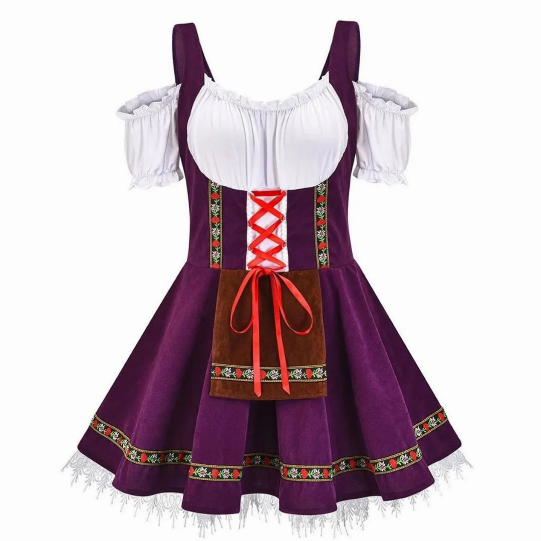 Anastasia | Damen Oktoberfest Trachtenkleid Mit Besonderem Schulter Stil Und Rock Verzierung