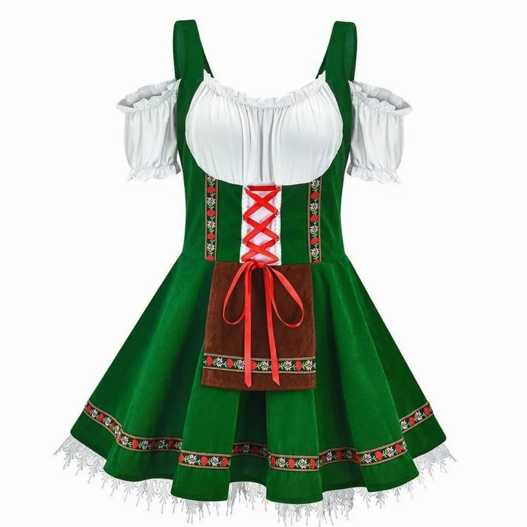 Anastasia | Damen Oktoberfest Trachtenkleid Mit Besonderem Schulter Stil Und Rock Verzierung