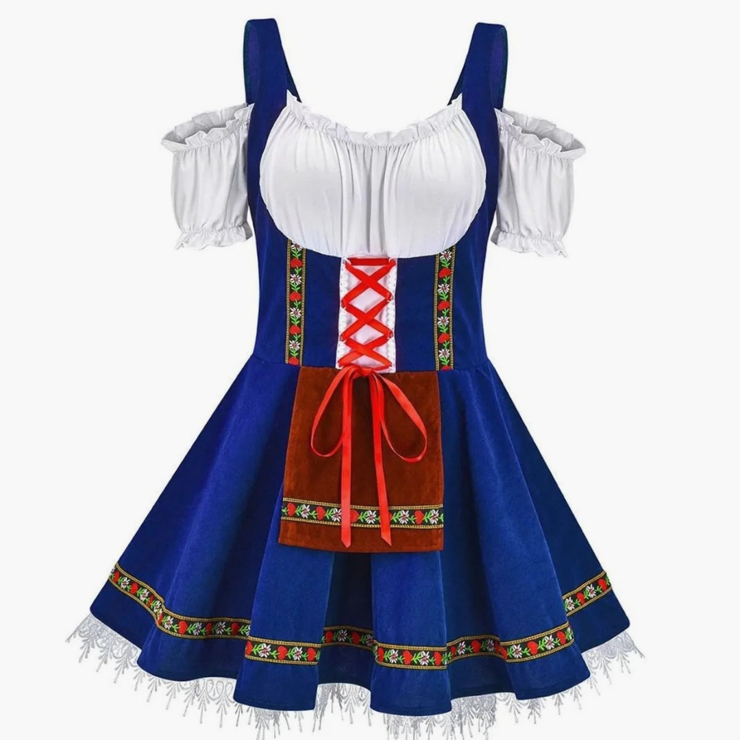 Anastasia | Damen Oktoberfest Trachtenkleid Mit Besonderem Schulter Stil Und Rock Verzierung