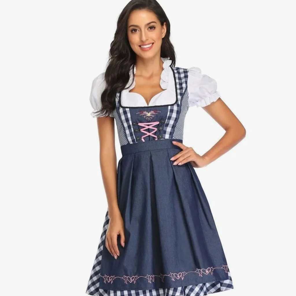 Anastasia | Damen Oktoberfest Trachtenkleid Mit Besonderem Schulter Stil Und Rock Verzierung