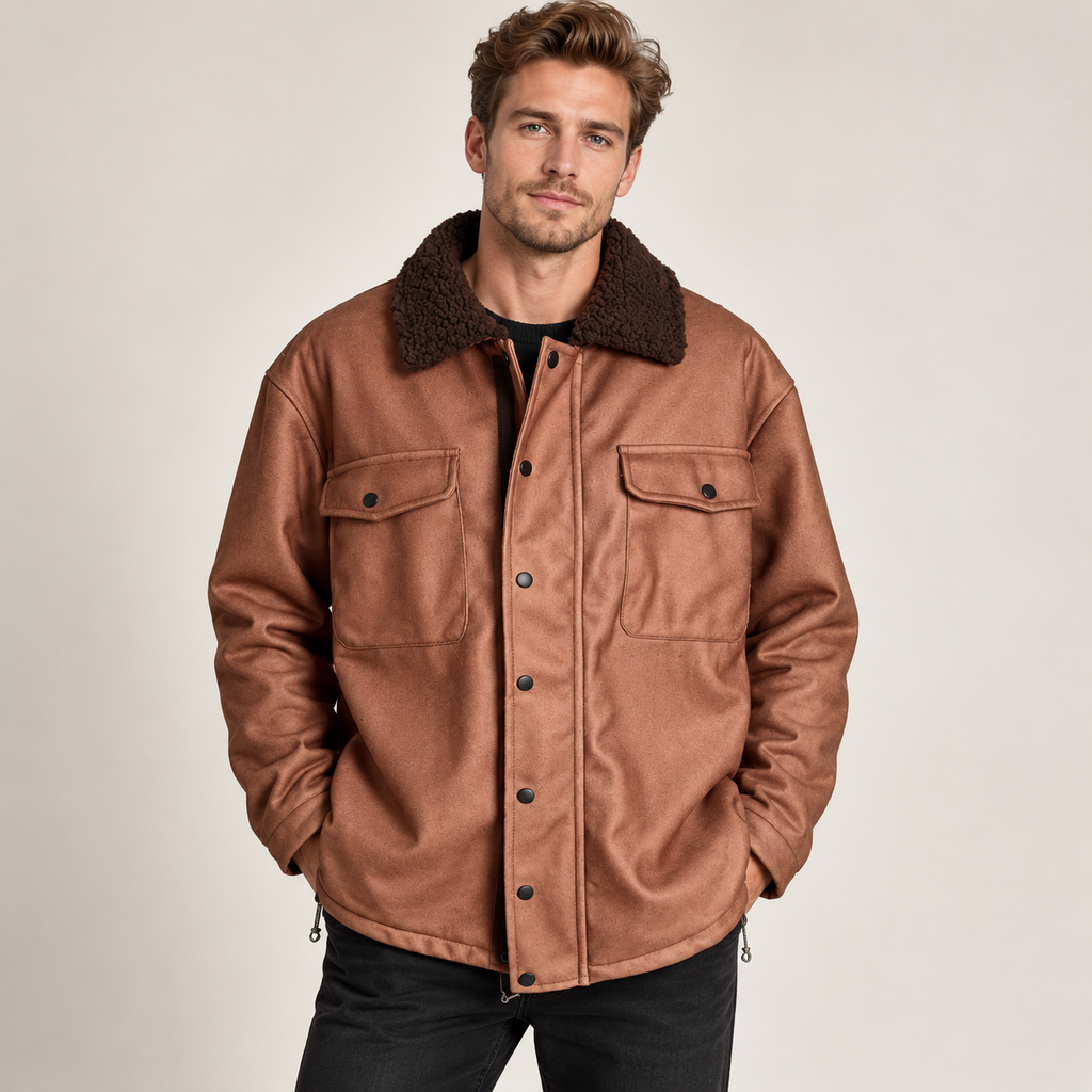 Andreas | Herren Warme Winterjacke mit Sherpa Kragen