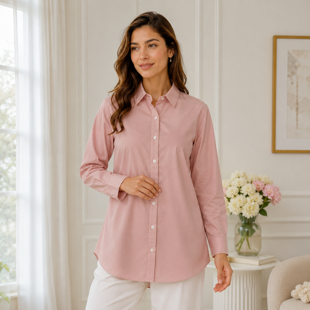 Angela | Damen Langarm Hemd bluse Mit Kragen