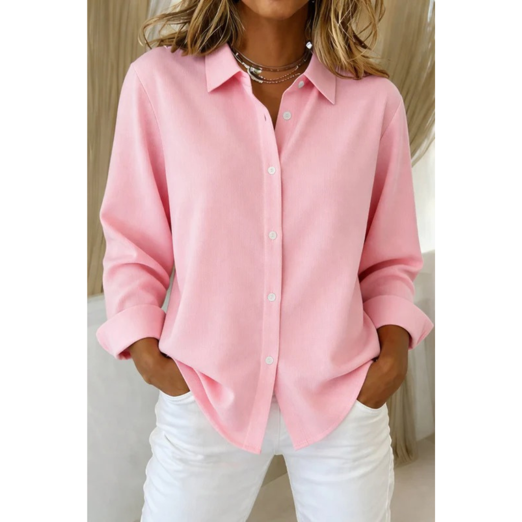 Angela | Damen Langarm Hemd bluse Mit Kragen