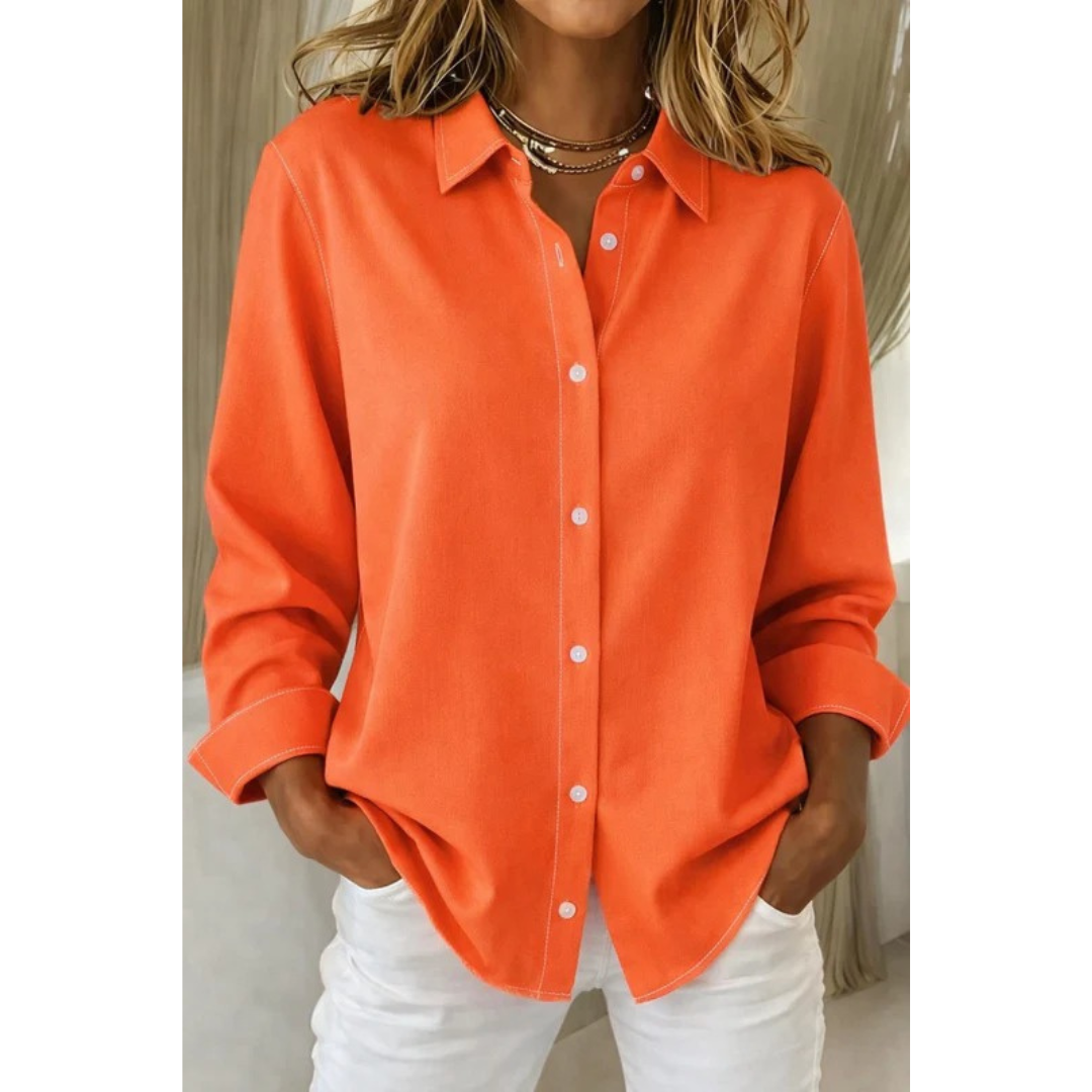 Angela | Damen Langarm Hemd bluse Mit Kragen