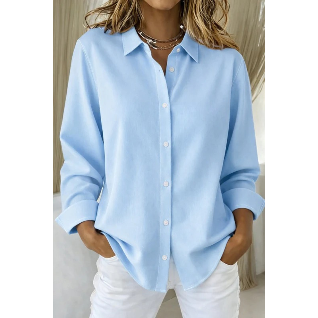 Angela | Damen Langarm Hemd bluse Mit Kragen
