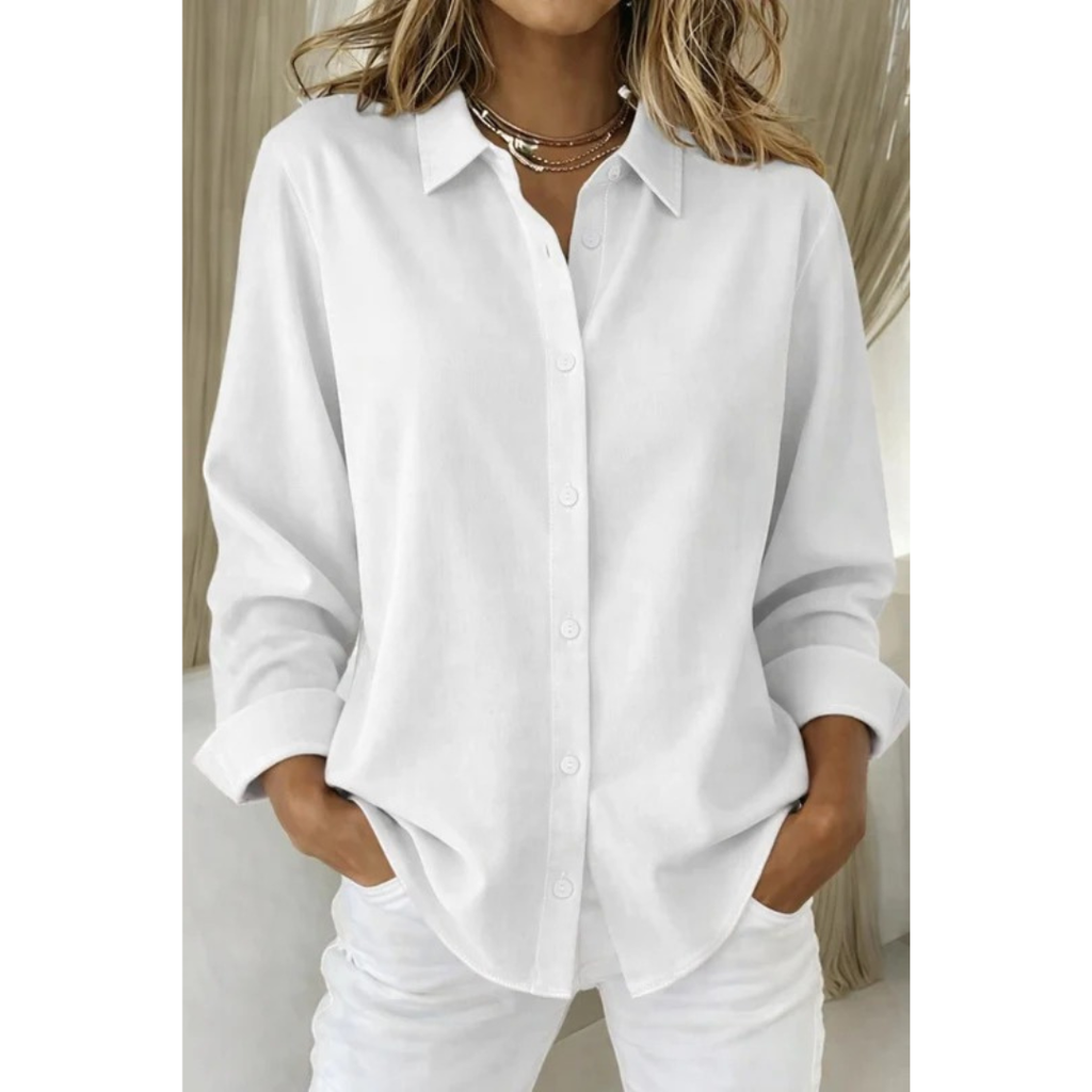 Angela | Damen Langarm Hemd bluse Mit Kragen