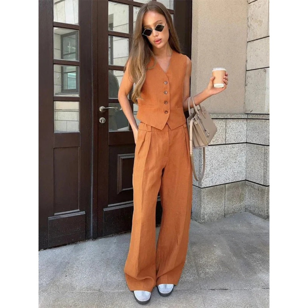 Angelika | Damen Elegante Sommer Zweiteiler Set