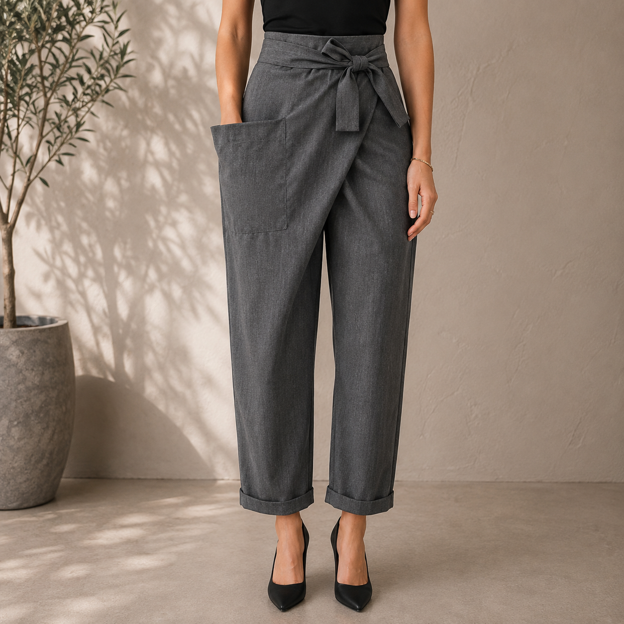 Angelika | Damen Freizeit High Waist Hose