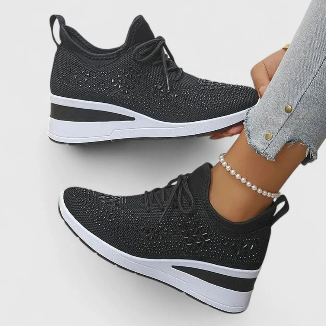 Angelika | Damen Orthopädische Sneaker mit Keilabsatz und Strass