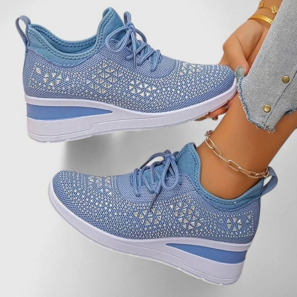 Angelika | Damen Orthopädische Sneaker mit Keilabsatz und Strass
