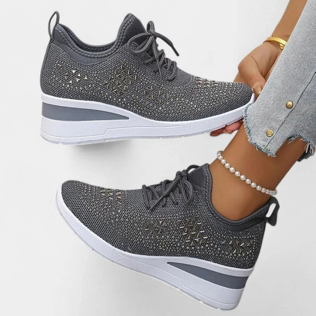 Angelika | Damen Orthopädische Sneaker mit Keilabsatz und Strass