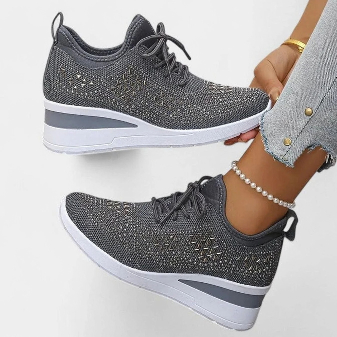 Angelika | Damen Orthopädische Sneaker mit Keilabsatz und Strass