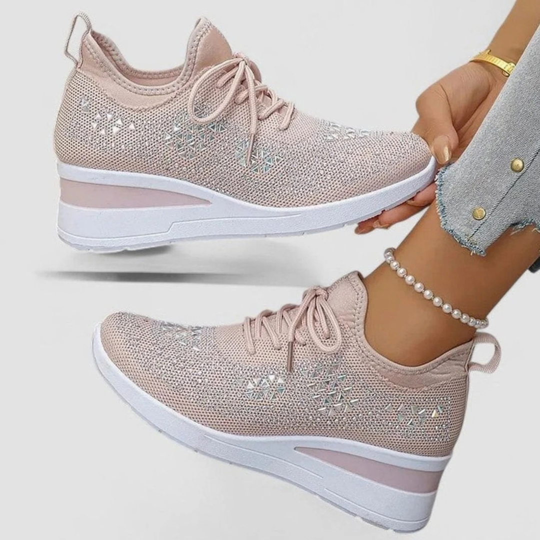 Angelika | Damen Orthopädische Sneaker mit Keilabsatz und Strass
